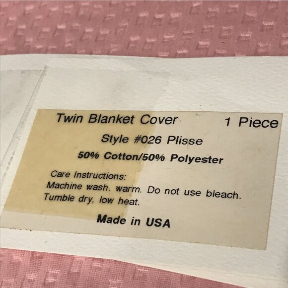 Matouk Twin Blanket Cover + Standard Sham Plisse Style 026 Pink Lace Made USA - Picture 4 of 4